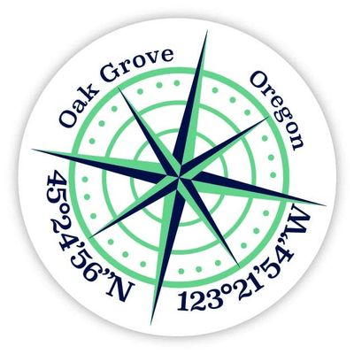 Oak Grove Oregon 2-Inch Vinyl Decal Sticker Latitude Longitude Compass Design
