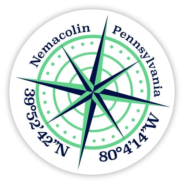 Nemacolin Pennsylvania 2-Inch Vinyl Decal Sticker Latitude Longitude Compass Design