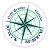 Gulf Breeze Florida 2-Inch Vinyl Decal Sticker Latitude Longitude Compass Design view 1