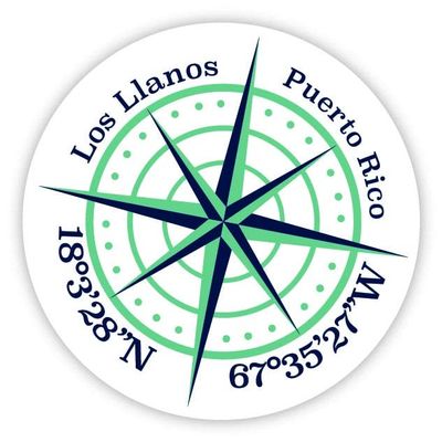 Los Llanos Puerto Rico 2-Inch Vinyl Decal Sticker Latitude Longitude Compass Design