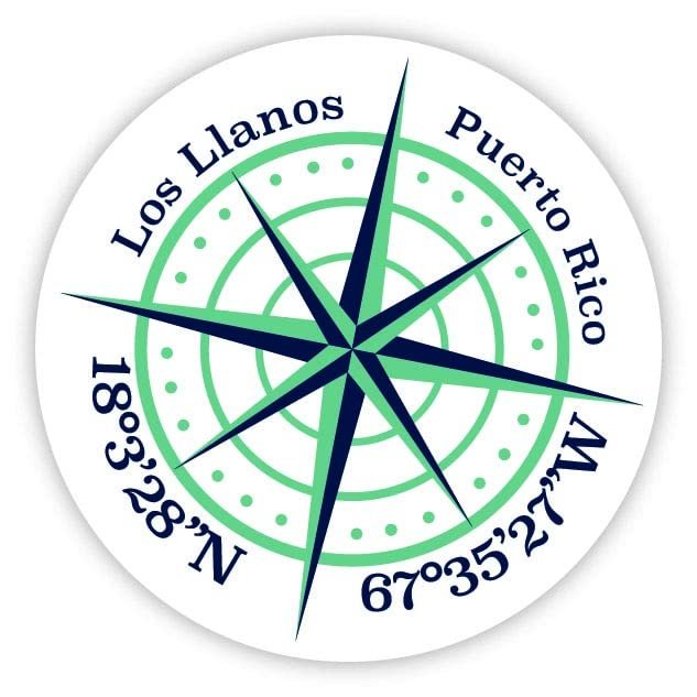 Los Llanos Puerto Rico 2-Inch Vinyl Decal Sticker Latitude Longitude Compass Design