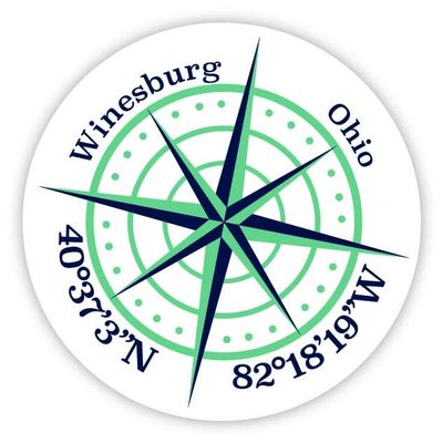 Winesburg Ohio 2-Inch Vinyl Decal Sticker Latitude Longitude Compass Design