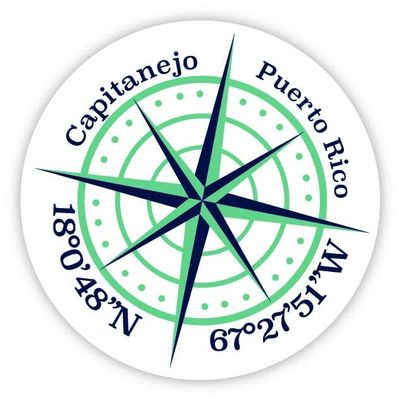 Capitanejo Puerto Rico 2-Inch Vinyl Decal Sticker Latitude Longitude Compass Design