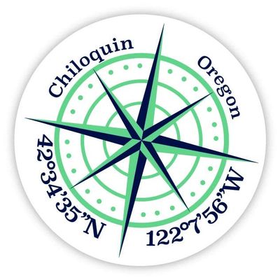 Chiloquin Oregon 2-Inch Vinyl Decal Sticker Latitude Longitude Compass Design