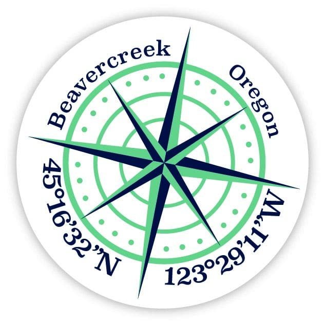 Beavercreek Oregon 2-Inch Vinyl Decal Sticker Latitude Longitude Compass Design