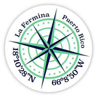 La Fermina Puerto Rico 2-Inch Vinyl Decal Sticker Latitude Longitude Compass Design