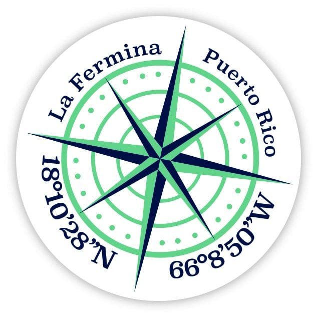 La Fermina Puerto Rico 2-Inch Vinyl Decal Sticker Latitude Longitude Compass Design