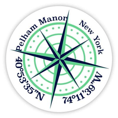 Pelham Manor New York 2-Inch Vinyl Decal Sticker Latitude Longitude Compass Design