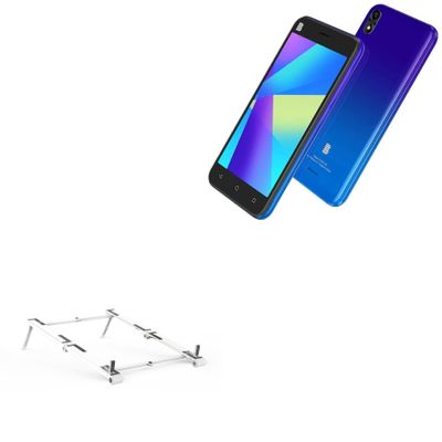 BoxWave Stand and Mount Compatible with BLU Studio X10 (2022) - Pocket Aluminum Stand 3-in-1, Portable Multi Angle Viewing Riser - Metallic Silver