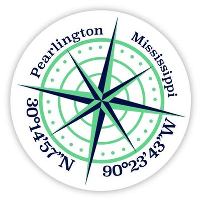 Pearlington Mississippi 2-Inch Vinyl Decal Sticker Latitude Longitude Compass Design