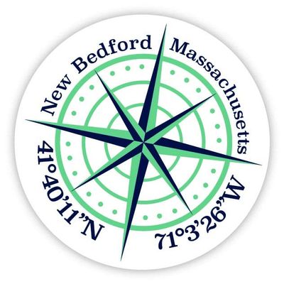 New Bedford Massachusetts 2-Inch Vinyl Decal Sticker Latitude Longitude Compass Design