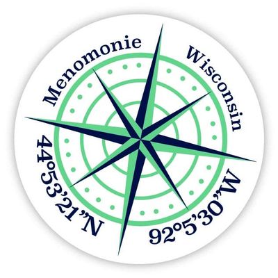 Menomonie Wisconsin 4-Inch Vinyl Decal Sticker Latitude Longitude Compass Design
