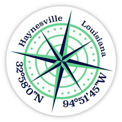 Haynesville Louisiana 2-Inch Vinyl Decal Sticker Latitude Longitude Compass Design