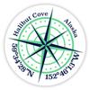 Halibut Cove Alaska 2-Inch Vinyl Decal Sticker Latitude Longitude Compass Design view 1
