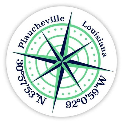 Plaucheville Louisiana 2-Inch Vinyl Decal Sticker Latitude Longitude Compass Design