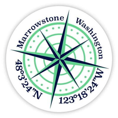 Marrowstone Washington 2-Inch Vinyl Decal Sticker Latitude Longitude Compass Design