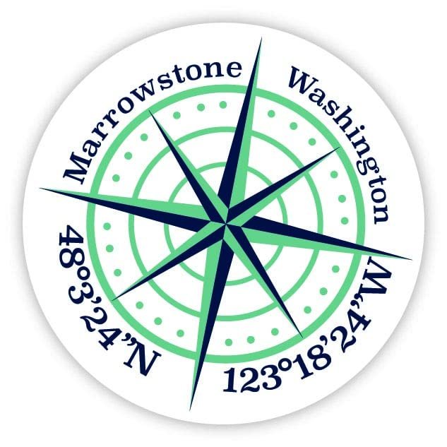Marrowstone Washington 2-Inch Vinyl Decal Sticker Latitude Longitude Compass Design