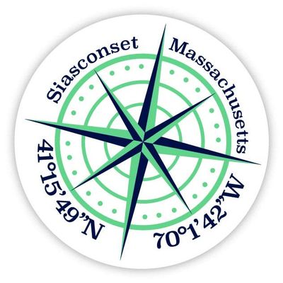 Siasconset Massachusetts 2-Inch Vinyl Decal Sticker Latitude Longitude Compass Design