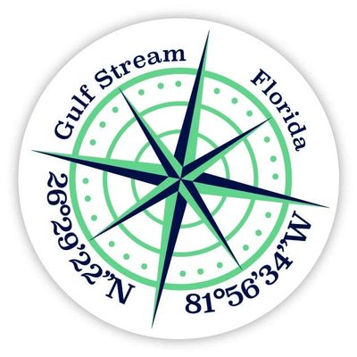Gulf Stream Florida 2-Inch Vinyl Decal Sticker Latitude Longitude Compass Design