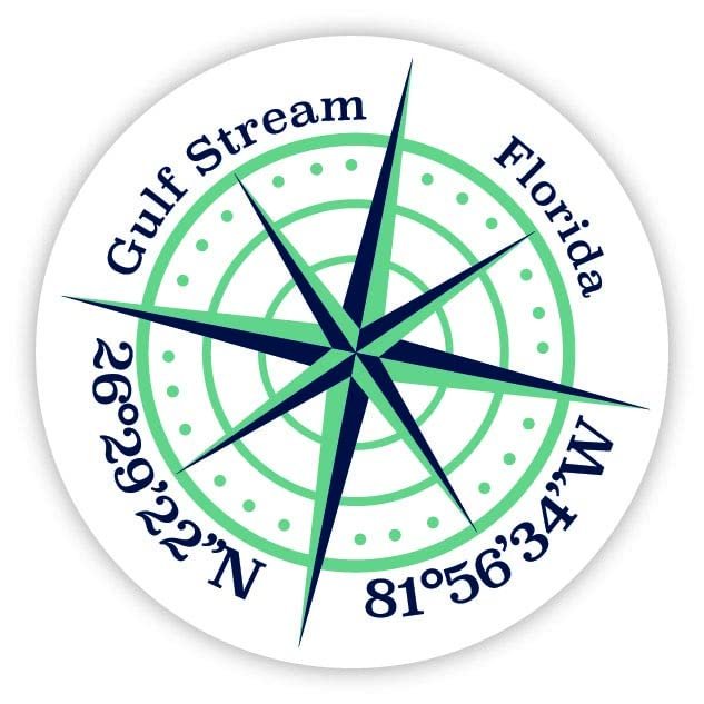 Gulf Stream Florida 2-Inch Vinyl Decal Sticker Latitude Longitude Compass Design