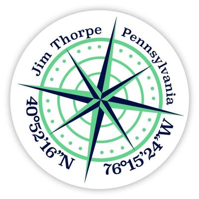 Jim Thorpe Pennsylvania 2-Inch Vinyl Decal Sticker Latitude Longitude Compass Design