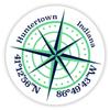 Huntertown Indiana 2-Inch Vinyl Decal Sticker Latitude Longitude Compass Design view 1