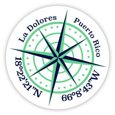 La Dolores Puerto Rico 2-Inch Vinyl Decal Sticker Latitude Longitude Compass Design