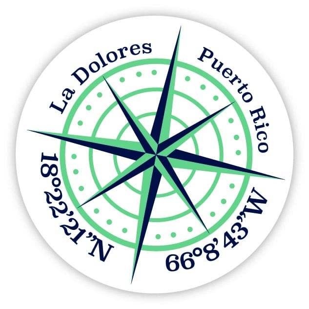 La Dolores Puerto Rico 2-Inch Vinyl Decal Sticker Latitude Longitude Compass Design