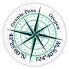 Grants Pass Oregon 2-Inch Vinyl Decal Sticker Latitude Longitude Compass Design view 1