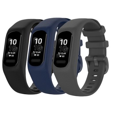 Huwokxix Watch Band compatible with Garmin vivosmart 5/smart 5,Adjustable Silicone Sports Wristband Replacement Band(Black+dark blue+dark gray,L)