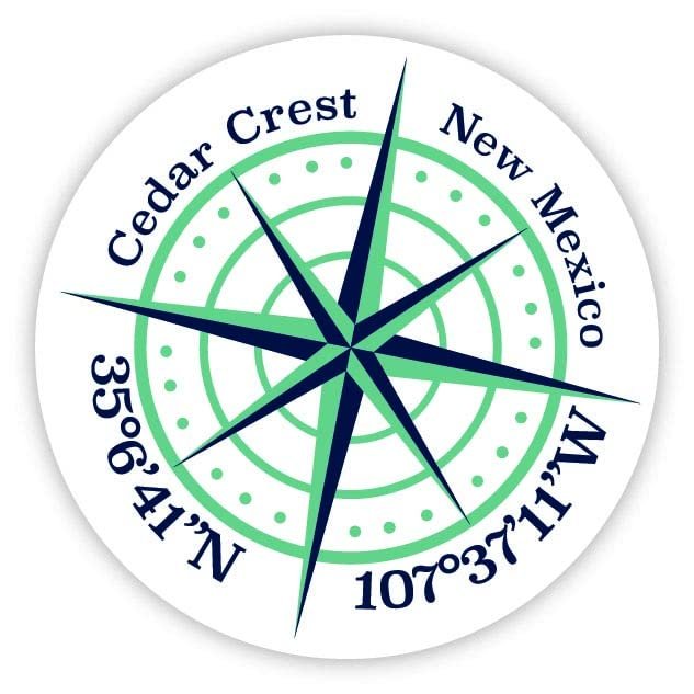 Cedar Crest New Mexico 2-Inch Vinyl Decal Sticker Latitude Longitude Compass Design
