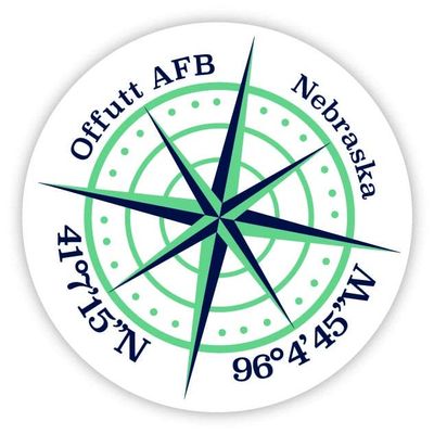 Offutt AFB Nebraska 4-Inch Vinyl Decal Sticker Latitude Longitude Compass Design