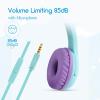Olyre Kids Headphones with MIC for School, 85dB Safe Volume Limited Light Up Cat Ear Headphones,Wired Cord On-Ear Headset for Children/Boys/Girls/Travel-Green/Purple view 2