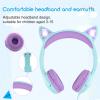 Olyre Kids Headphones with MIC for School, 85dB Safe Volume Limited Light Up Cat Ear Headphones,Wired Cord On-Ear Headset for Children/Boys/Girls/Travel-Green/Purple view 4