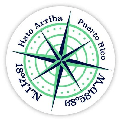 Hato Arriba Puerto Rico 2-Inch Vinyl Decal Sticker Latitude Longitude Compass Design