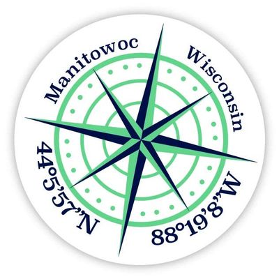 Manitowoc Wisconsin 2-Inch Vinyl Decal Sticker Latitude Longitude Compass Design