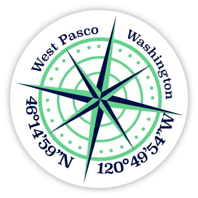West Pasco Washington 2-Inch Vinyl Decal Sticker Latitude Longitude Compass Design