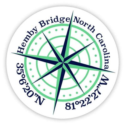 Hemby Bridge North Carolina 2-Inch Vinyl Decal Sticker Latitude Longitude Compass Design