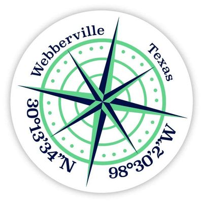 Webberville Texas 2-Inch Vinyl Decal Sticker Latitude Longitude Compass Design