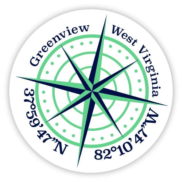 Greenview West Virginia 2-Inch Vinyl Decal Sticker Latitude Longitude Compass Design