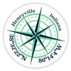 Henryville Indiana 2-Inch Vinyl Decal Sticker Latitude Longitude Compass Design view 1