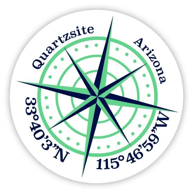 Quartzsite Arizona 2-Inch Vinyl Decal Sticker Latitude Longitude Compass Design