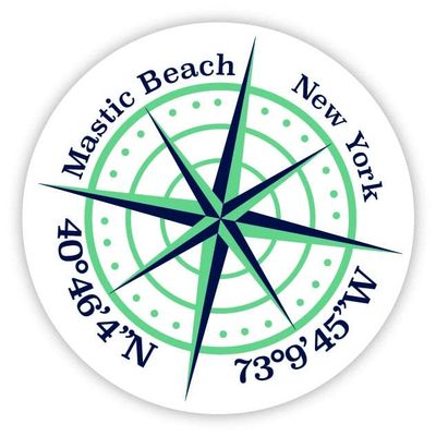 Mastic Beach New York 2-Inch Vinyl Decal Sticker Latitude Longitude Compass Design