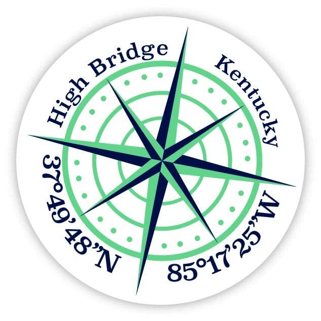 High Bridge Kentucky 2-Inch Vinyl Decal Sticker Latitude Longitude Compass Design