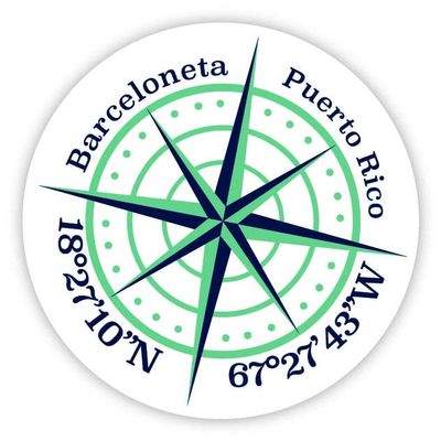 Barceloneta Puerto Rico 2-Inch Vinyl Decal Sticker Latitude Longitude Compass Design