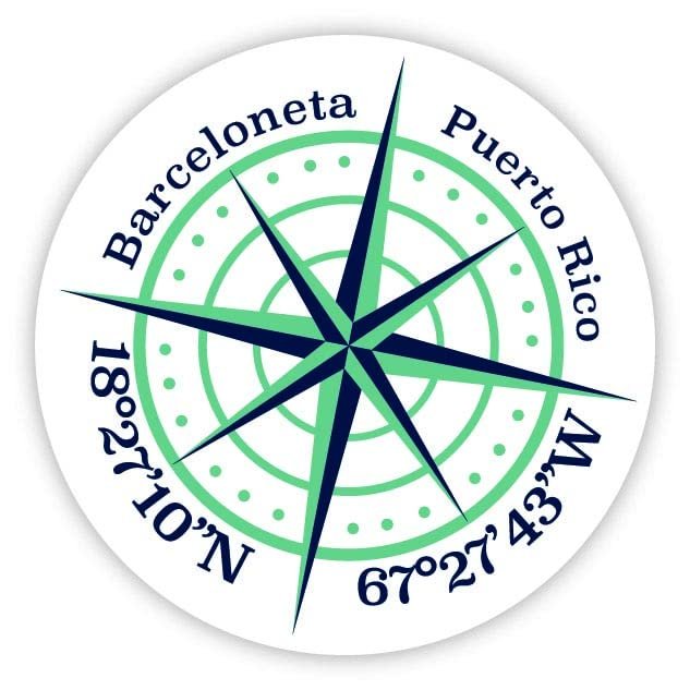 Barceloneta Puerto Rico 2-Inch Vinyl Decal Sticker Latitude Longitude Compass Design