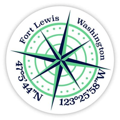 Fort Lewis Washington 2-Inch Vinyl Decal Sticker Latitude Longitude Compass Design