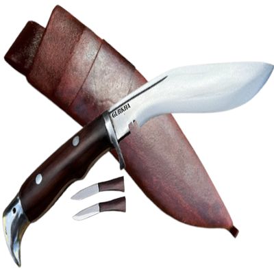 Gurkha Kukri Knife American Eagle Overall 10 IN Blocker On Handle 5" Fixed Blade Full Tang Kukri/Khukuri Included Leather Sheath - Handmade In Nepal