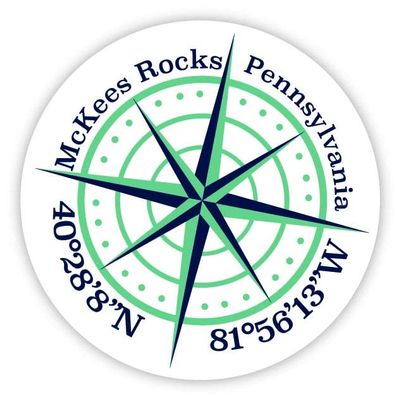 McKees Rocks Pennsylvania 2-Inch Vinyl Decal Sticker Latitude Longitude Compass Design