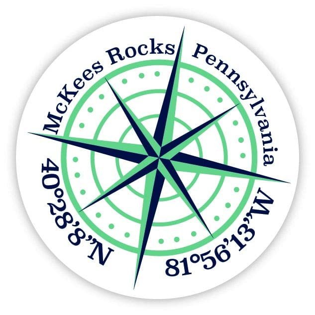 McKees Rocks Pennsylvania 2-Inch Vinyl Decal Sticker Latitude Longitude Compass Design